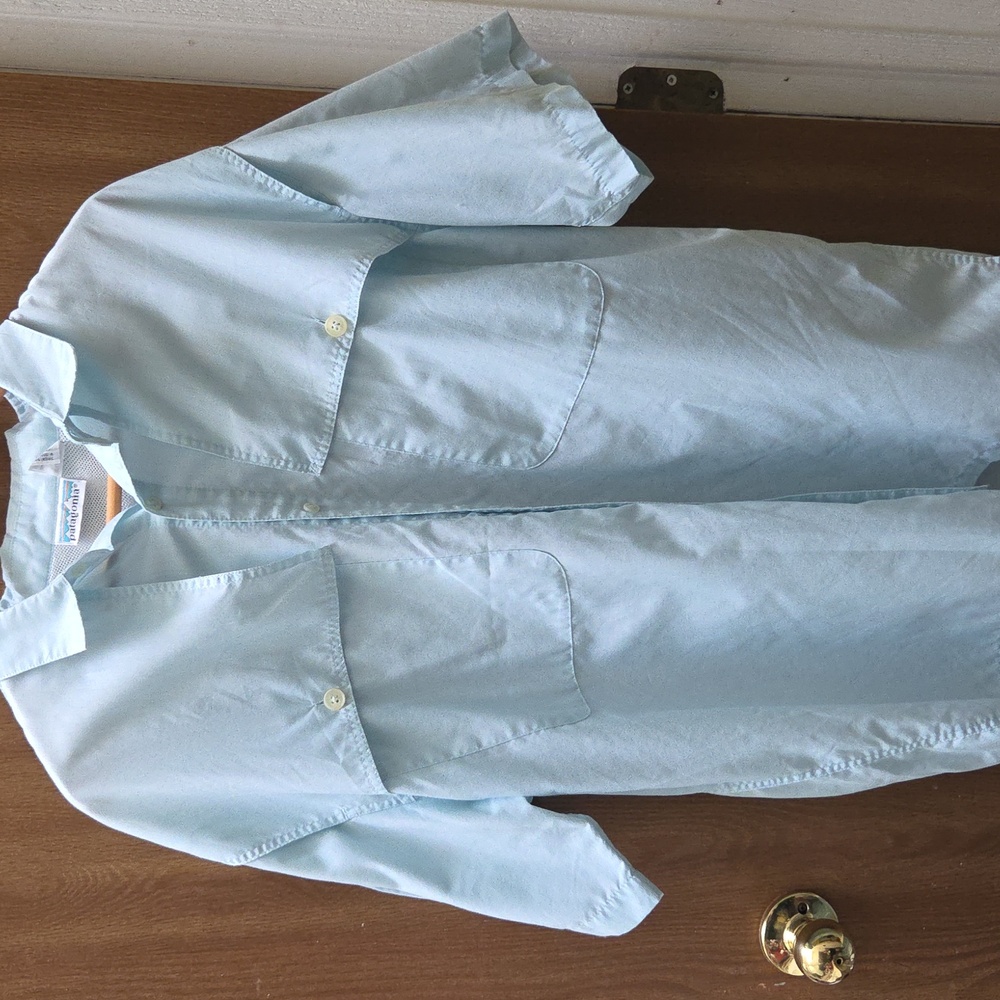 Vintage Patagonia Men's Seafoam Green Fish Vent Mesh Hike Shirt L